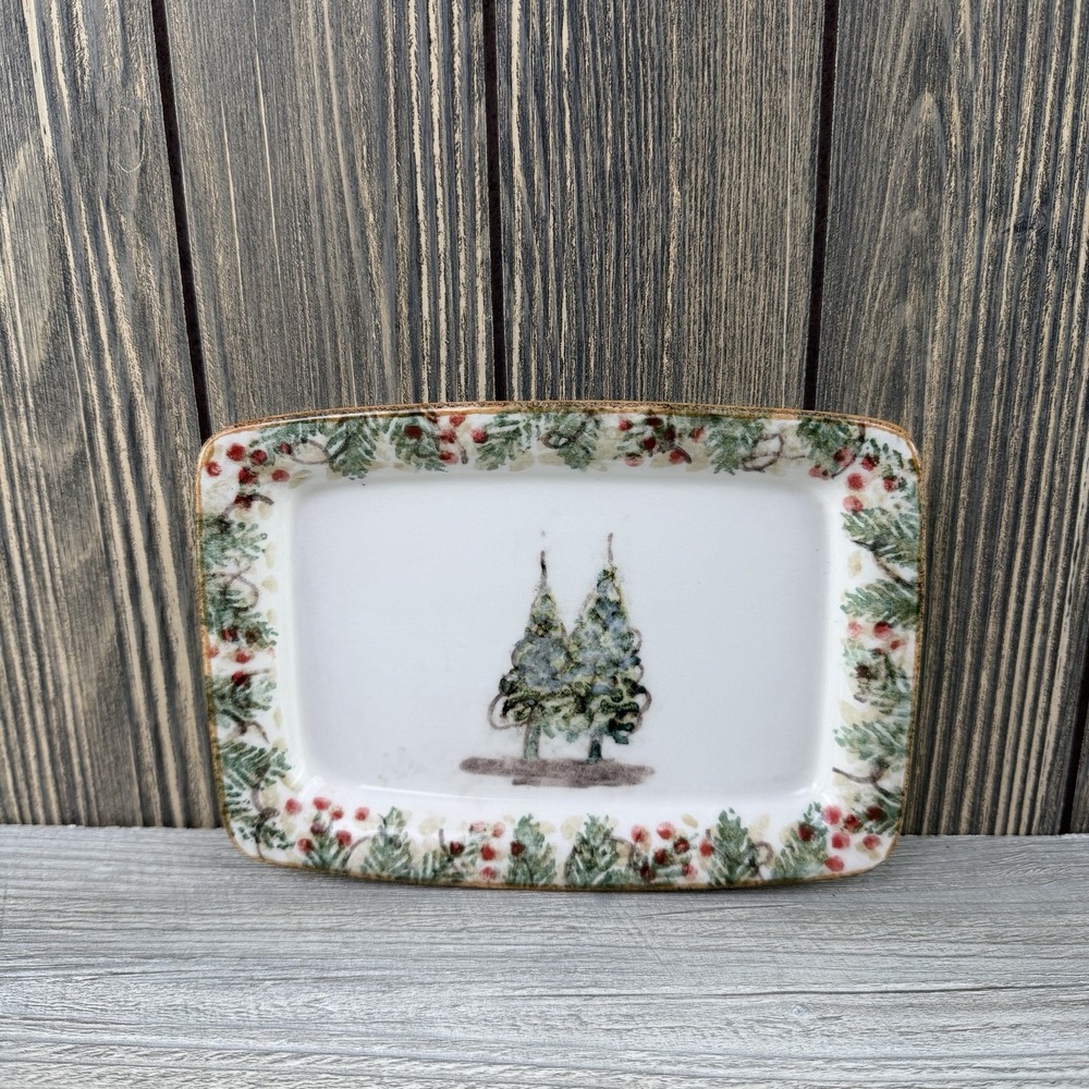 Arte Italica Natale Small Rectangular Tray Christmas Tree Italy NAT6829